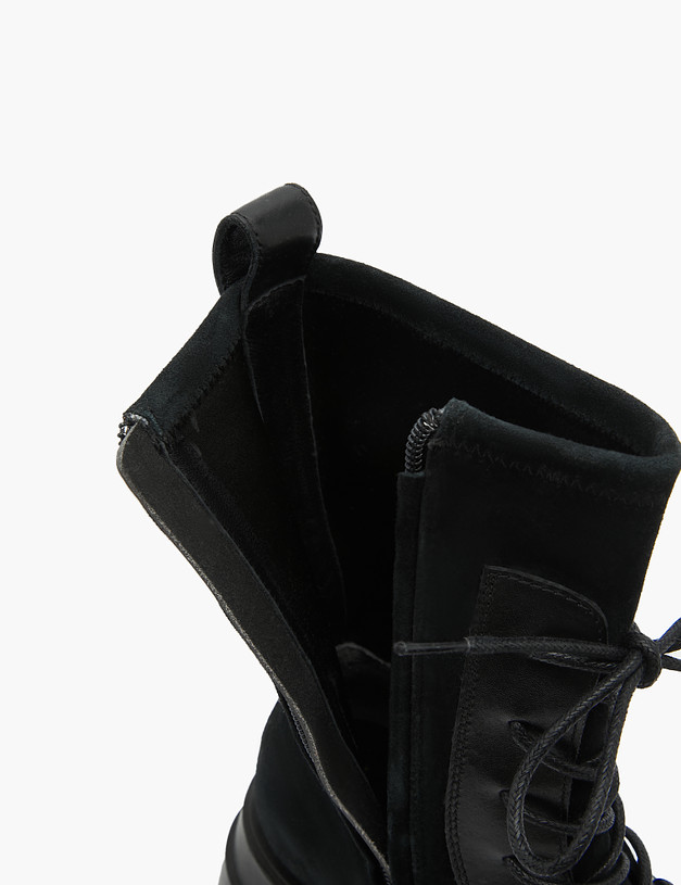 Черные женские ботинки из кожи и велюра MASCOTTE 15-3204622-3605M | ракурс 7