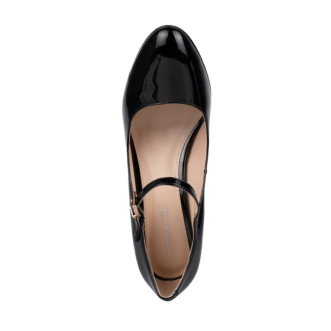 Черные кожаные туфли женские с перемычкой «Томас Мюнц»