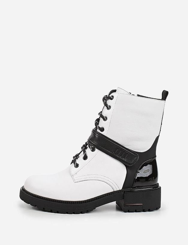Белые женские ботинки из кожи MASCOTTE 99-022231-0101 | ракурс 2