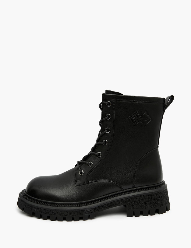 Черные кожаные женские зимние ботинки MASCOTTE 58-321631-7100M | ракурс 1