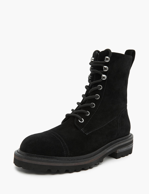 Черные велюровые женские ботинки MASCOTTE 15-3205521-3605M | ракурс 2