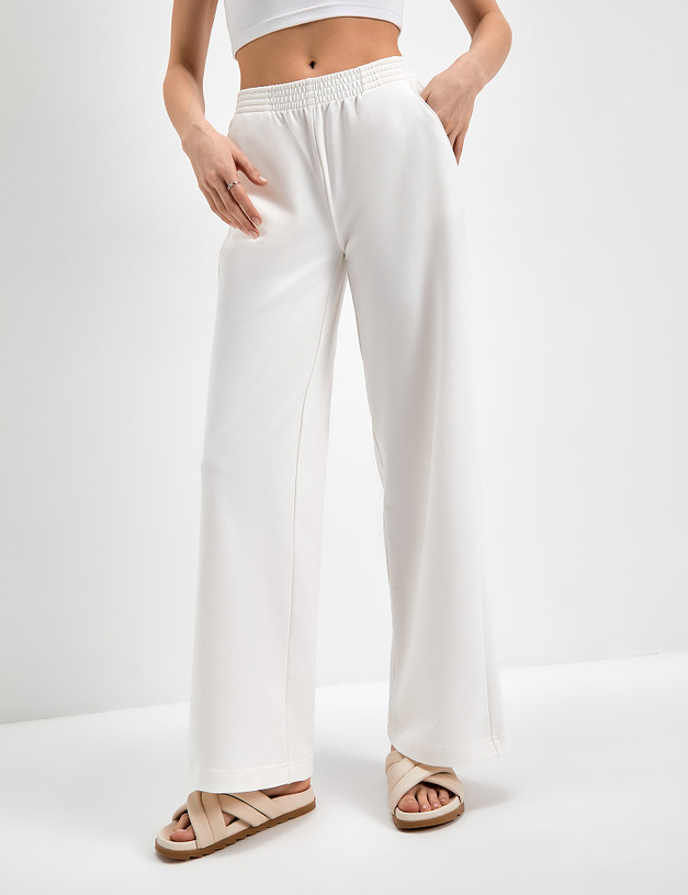 Белые женские брюки с эластичным поясом MASCOTTE 790-3112-2601 | ракурс 2