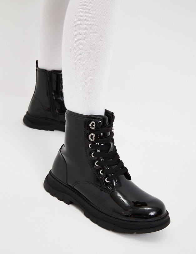 Черные лакированные ботинки для девочек MASCOTTE 18-320721-0602 | ракурс 9