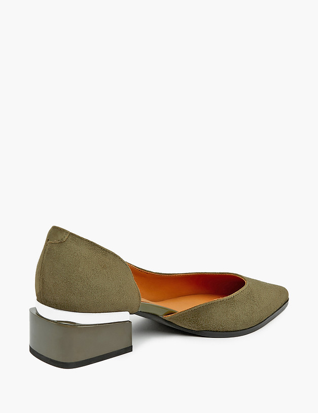 Оливковые женские туфли на низком каблуке MASCOTTE 126-212611-0604 | ракурс 3