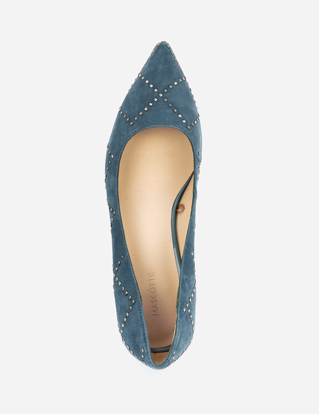 Голубые велюровые женские туфли MASCOTTE 99-1221514-0611 | ракурс 6
