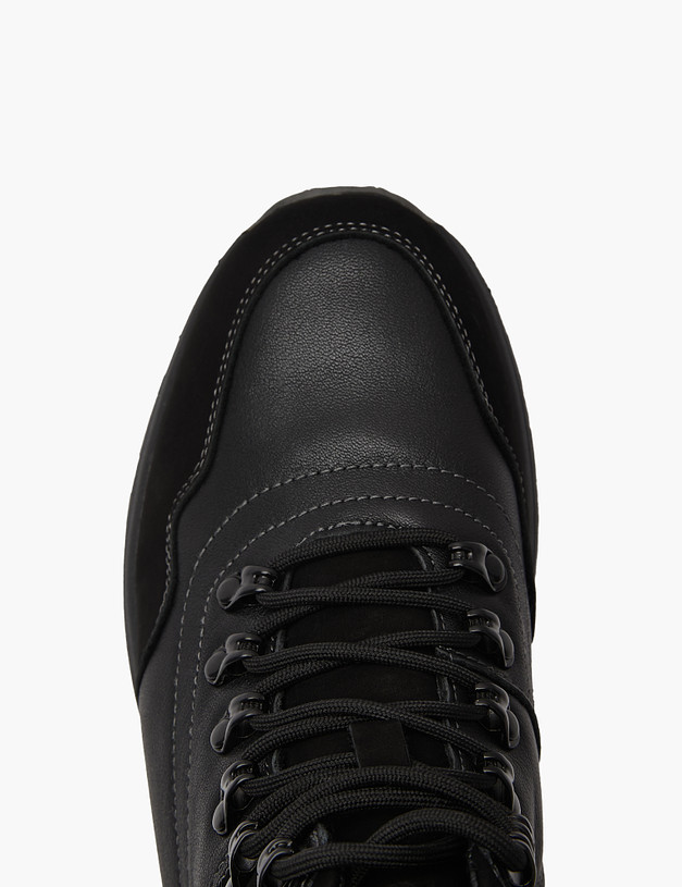 Черные зимние ботинки для мальчиков из кожи и нубука MASCOTTE 98-320731-0302 | ракурс 5