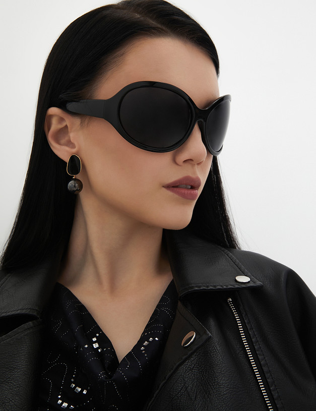 Черные круглые женские очки MASCOTTE 753-3202-7702 | ракурс 1