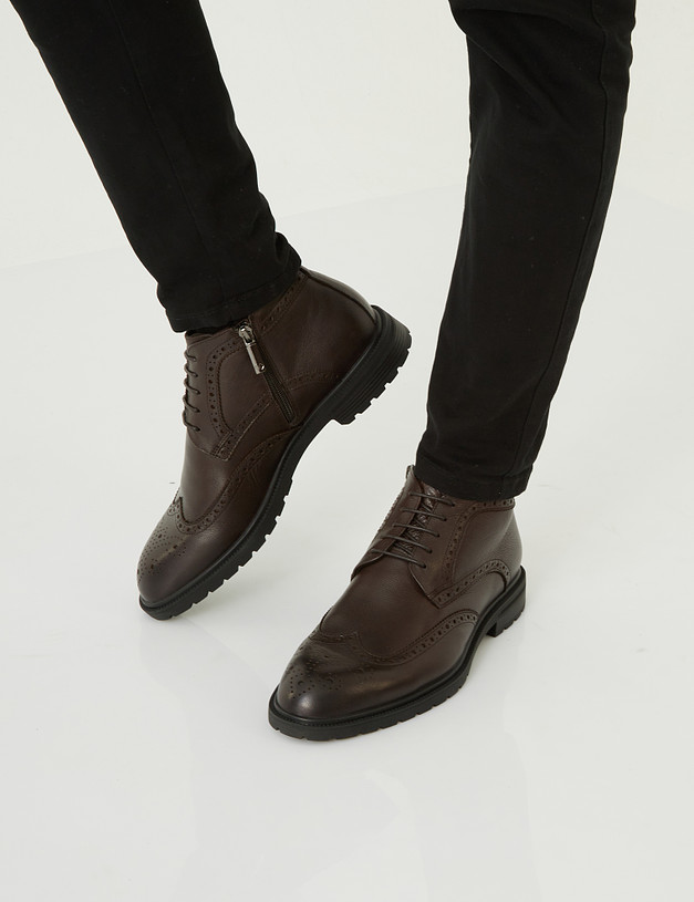 Мужские ботинки цвета горького шоколада MASCOTTE 128-122322-0109 | ракурс 1