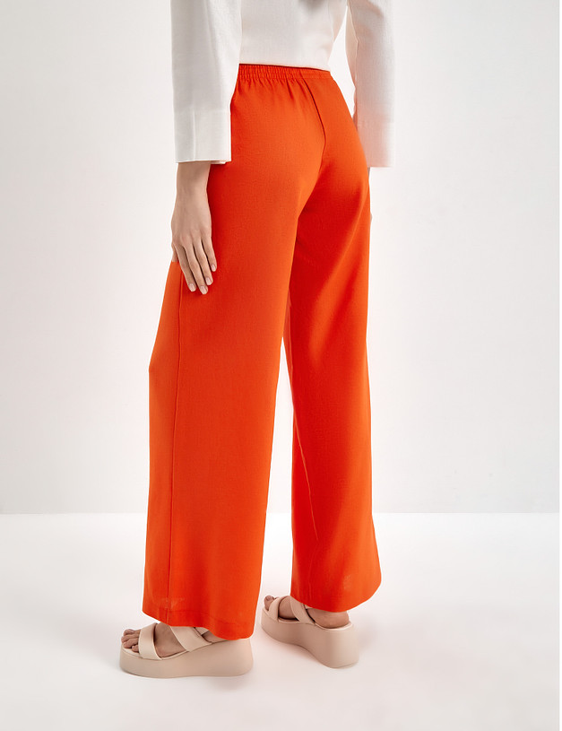 Женские льняные брюки оранжевого цвета MASCOTTE 790-3117-2713 | ракурс 7