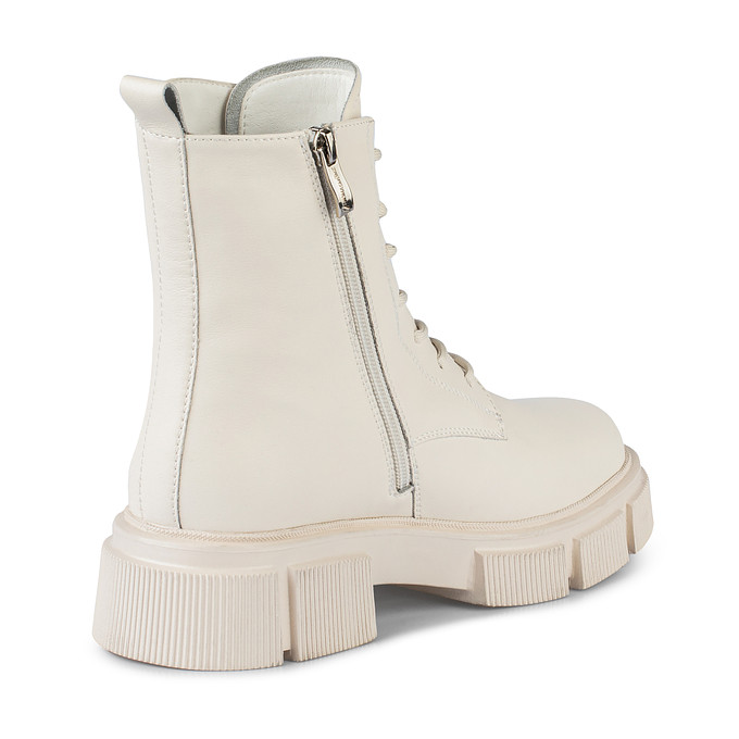 Белые кожаные женские ботинки на шнуровке LOLLI|POLLI