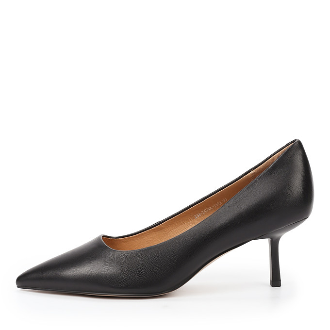 Черные женские кожаные туфли на устойчивом каблуке «Томас Мюнц»