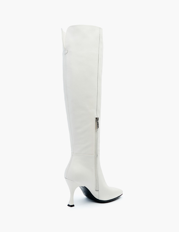 Белые кожаные женские ботфорты MASCOTTE 21-1222128-7115M | ракурс 3