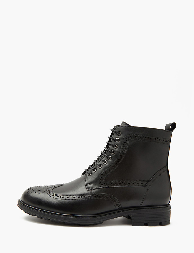 Черные мужские зимние ботинки с перфорацией MASCOTTE 175-321731-0102 | ракурс 1