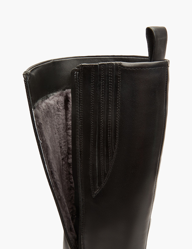 Черные женские зимние сапоги на устойчивом каблуке MASCOTTE 233-320531-3100M | ракурс 6
