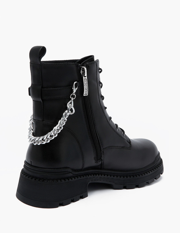 Черные женские зимние ботинки с цепочкой MASCOTTE 58-226731-0102 | ракурс 3