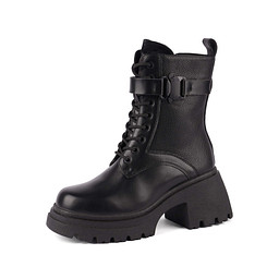 26-42WA-136SW Ботинки женские и.кожа/шерсть-и.мех черн, INSTREET