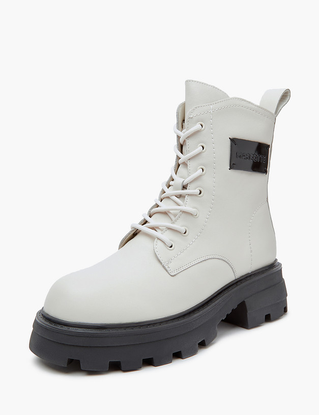 Белые женские зимние ботинки с контрастной подошвой MASCOTTE 58-321931-4156M | ракурс 2