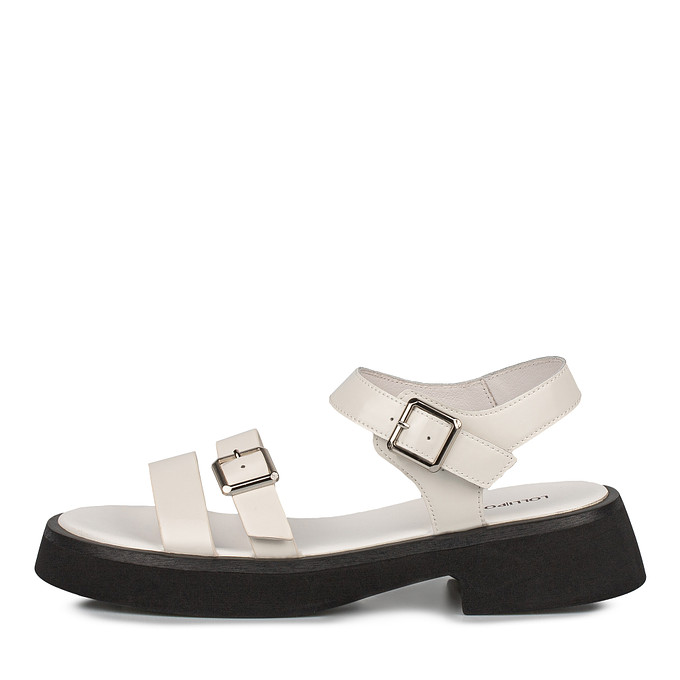 Белые кожаные сандалии с широкими ремешками LOLLI|POLLI