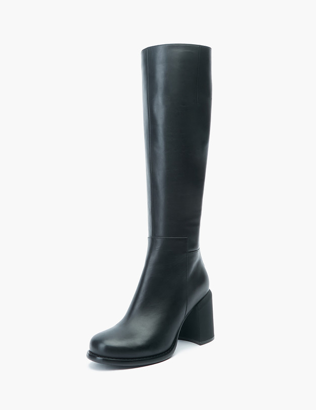 Черные женские сапоги на устойчивом каблуке MASCOTTE 15-220224-3199M | ракурс 2