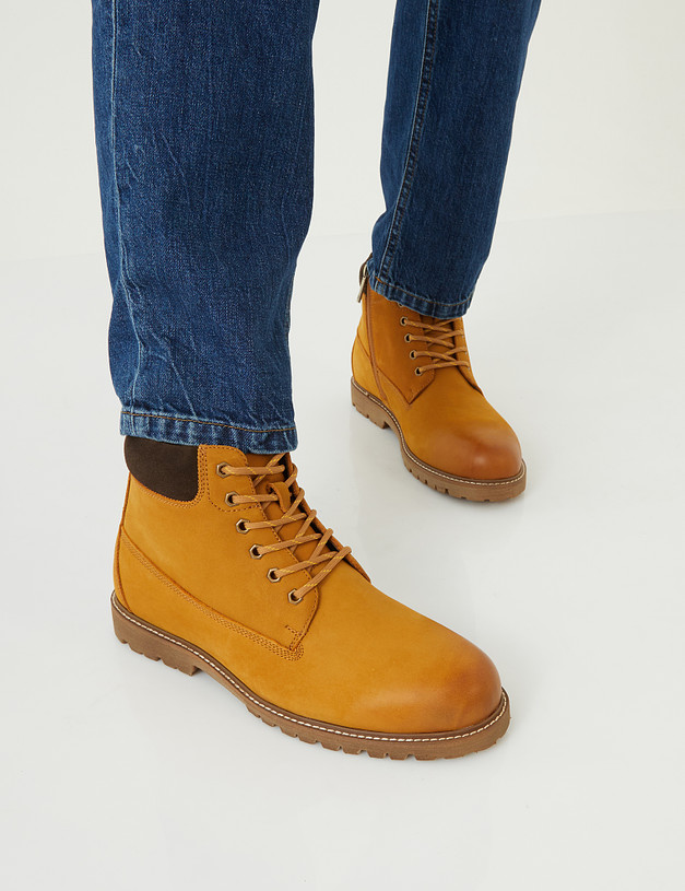 Желтые мужские зимние ботинки из нубука 58-020631-0318