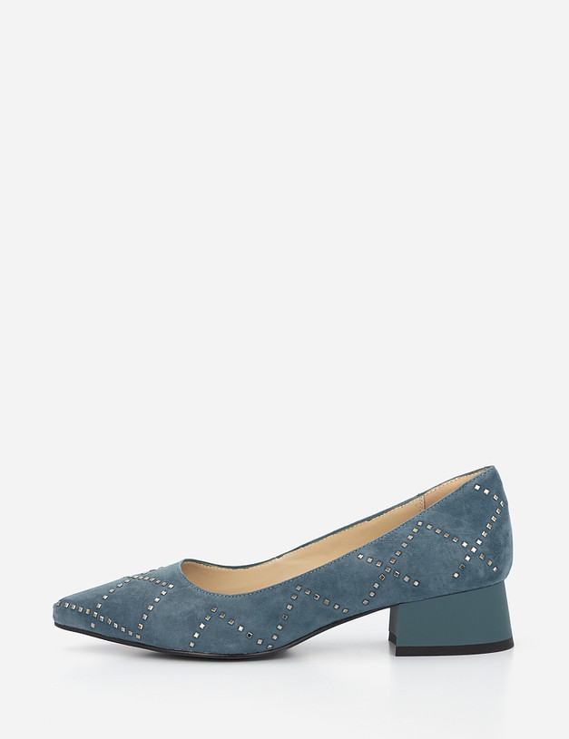 Голубые велюровые женские туфли MASCOTTE 99-1221514-0611 | ракурс 2