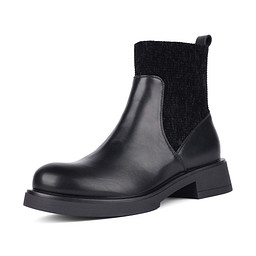 145-42WK-116SR Ботинки женские и.кожа-текстиль/ворс.ткань черн, INSTREET