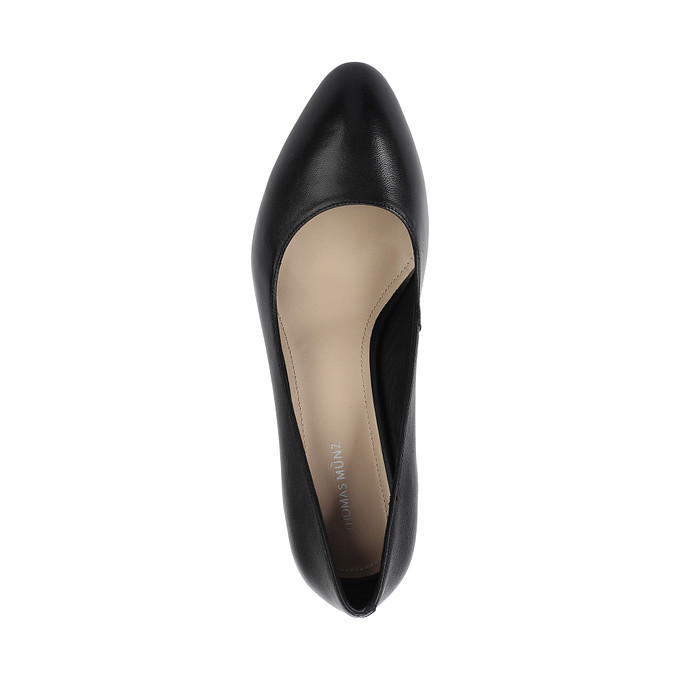 Черные кожаные туфли женские с квадратным каблуком «Томас Мюнц»