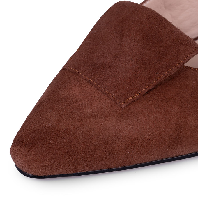 Коричневые кожаные женские туфли на устойчивом каблуке «Томас Мюнц»