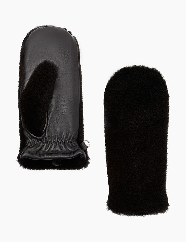 Черные женские варежки из шерсти MASCOTTE 717-2216-502 | ракурс 2