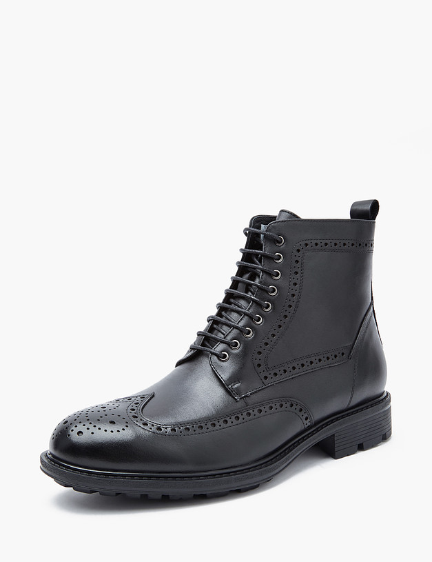Черные мужские зимние ботинки с перфорацией MASCOTTE 175-321731-0102 | ракурс 2