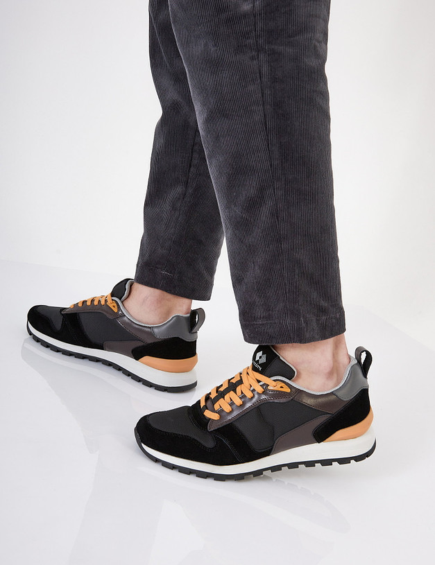 Черные мужские кроссовки с желтыми вставками MASCOTTE 189-1212321-0202 | ракурс 1