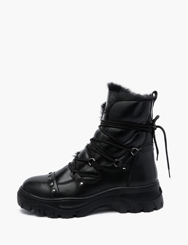 Черные женские ботинки с мехом MASCOTTE 234-224831-0902 | ракурс 1