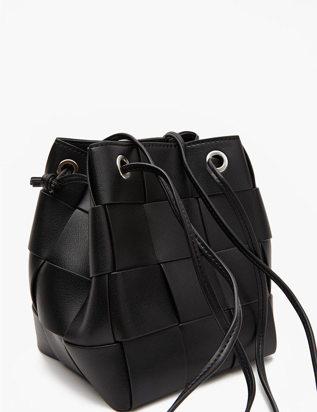 Черная женская сумка с плетеным дизайном MASCOTTE 610-4118-602 | ракурс 3