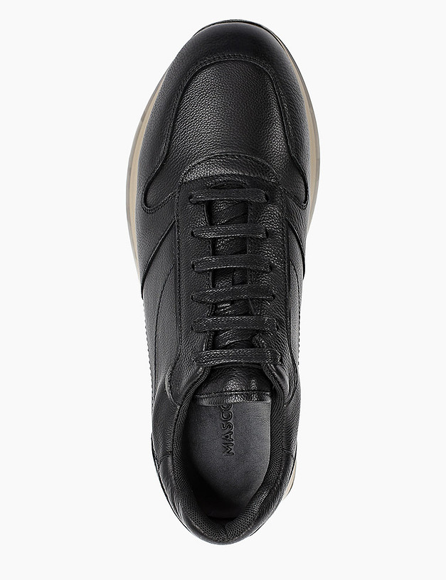 Черные кожаные мужские кроссовки MASCOTTE 128-121012-3180M | ракурс 4