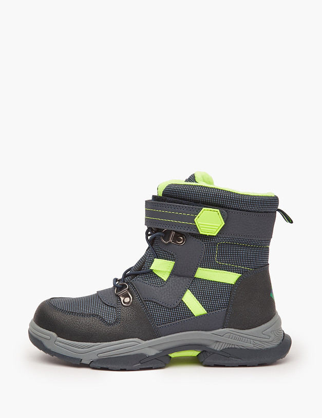 Зимние ботинки для мальчиков с зелеными деталями MASCOTTE 18-320151-0603 | ракурс 2
