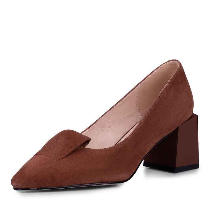 Коричневые кожаные женские туфли на устойчивом каблуке «Томас Мюнц»