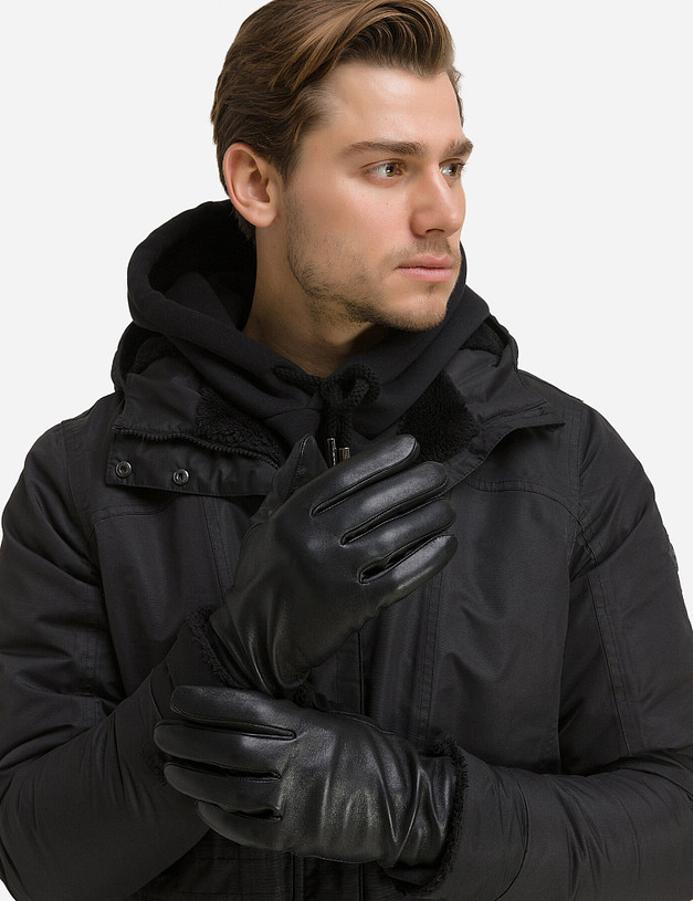 Черные кожаные мужские перчатки MASCOTTE 709-0202-102 | ракурс 5