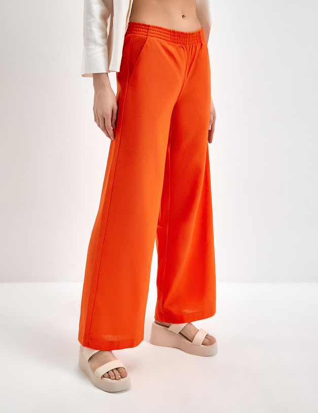 Женские льняные брюки оранжевого цвета MASCOTTE 790-3117-2713 | ракурс 1