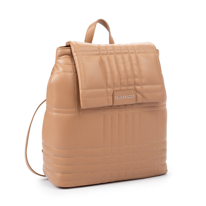 Бежевый женский кожаный стеганый рюкзак "Саламандер"