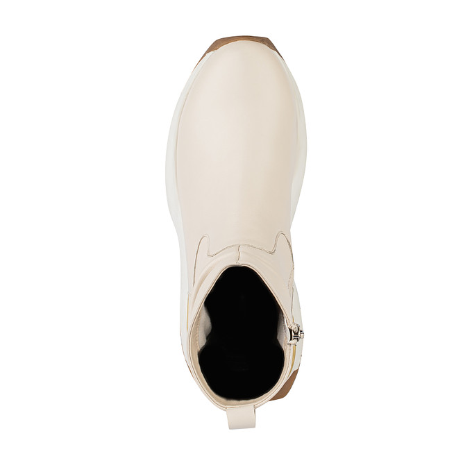 Белые кожаные женские ботинки «Саламандер» на платформе