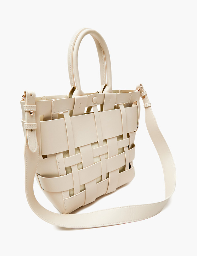 Молочная женская сумка с плетеным дизайном MASCOTTE 647-4102-601 | ракурс 3