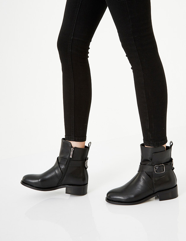 Черные кожаные женские ботинки MASCOTTE 99-1221225-3199M | ракурс 1