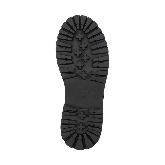 Черные женские кожаные ботинки с декоративными ремешками «Томас Мюнц»