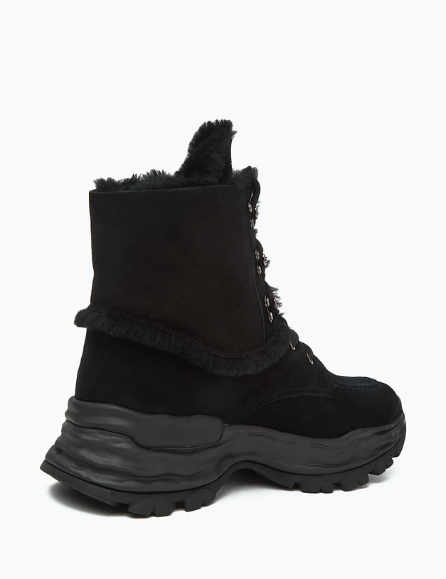 Черные женские зимние ботинки на массивной подошве MASCOTTE 175-3205331-3605M | ракурс 3