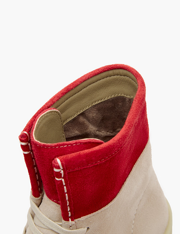 Бежево-красные женские ботинки из велюра MASCOTTE 22-3180229-3633M | ракурс 9