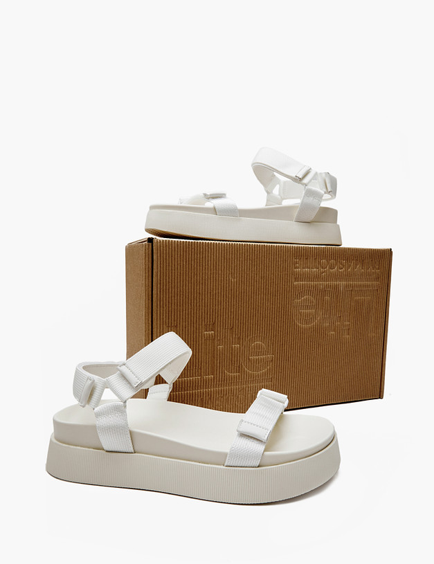 Молочные женские сандалии из текстиля MASCOTTE 234-415221-0201 | ракурс 6