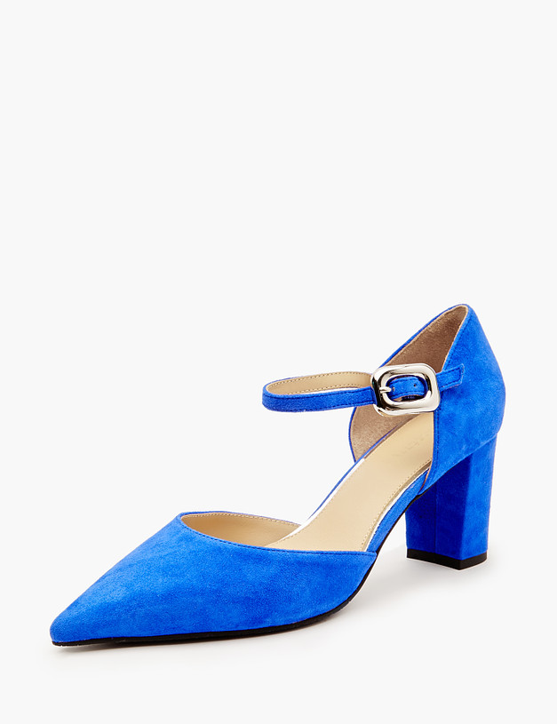 Синие женские туфли из велюра MASCOTTE 172-4122713-4628M | ракурс 4