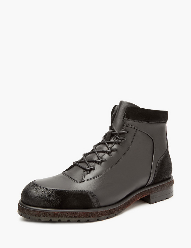 Черные мужские ботинки из кожи и велюра MASCOTTE 22-320621-0102 | ракурс 3