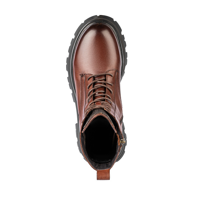 Коричневые женские кожаные ботинки с молнией «Томас Мюнц»