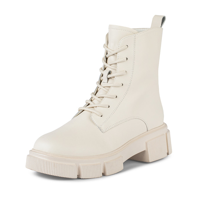 Белые кожаные женские ботинки на шнуровке LOLLI|POLLI